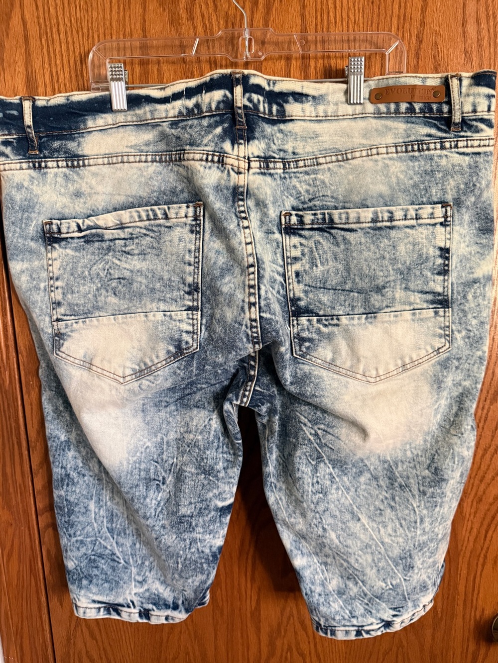 Evolution In Design Distressed Denim Jean Shorts Cotton Stretch Men's Sz 44 Y2K - Picture 5 of 10